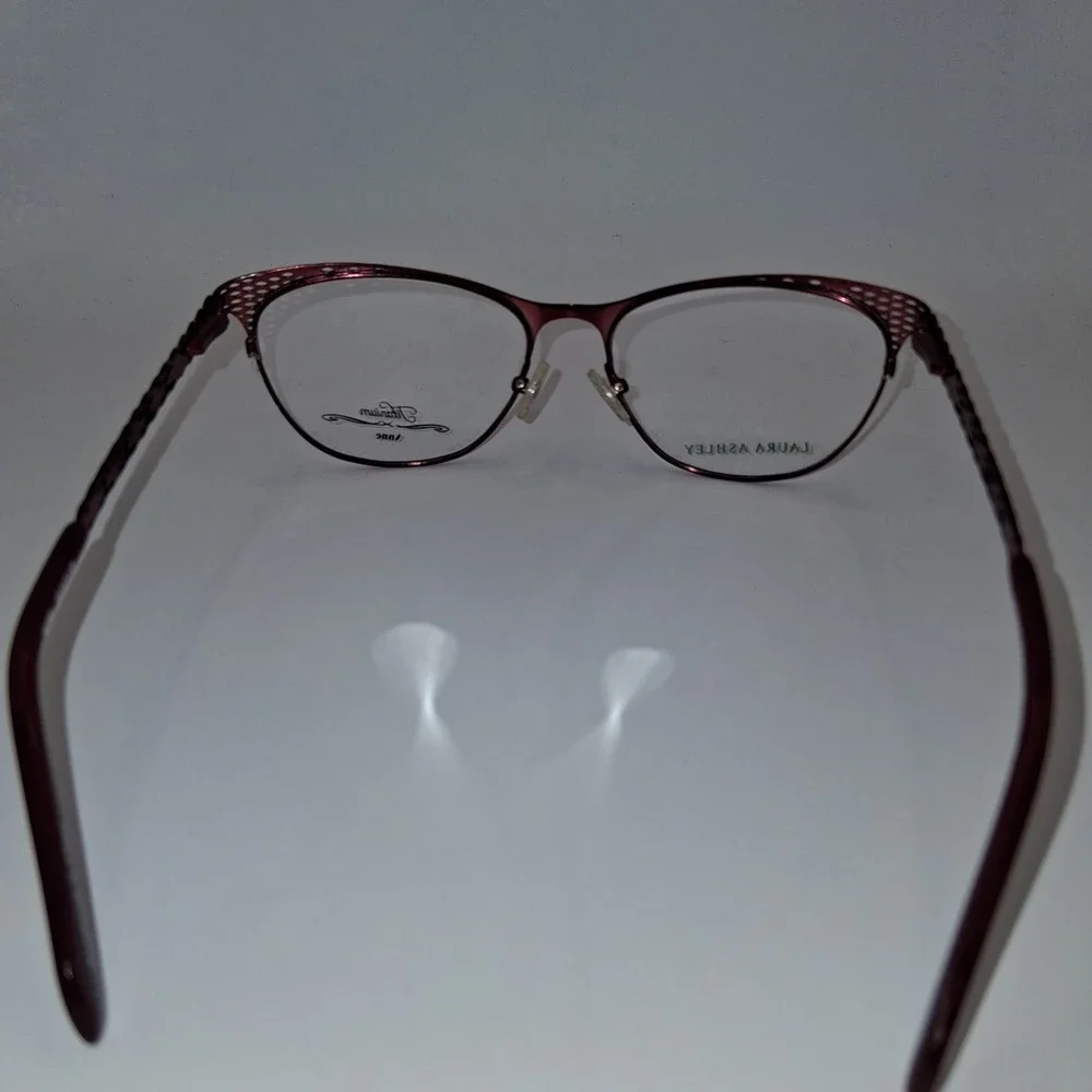 Laura Ashley Eyeglass Frames Women Wine Red Anne Titanium Cat Eye 53-17-135 008